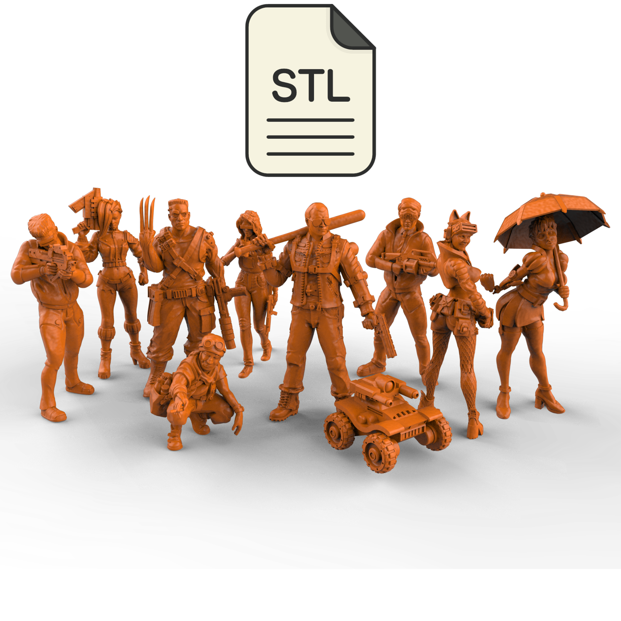 Sibirpunk rpg by red square games set of ten 3d printable stl minis
