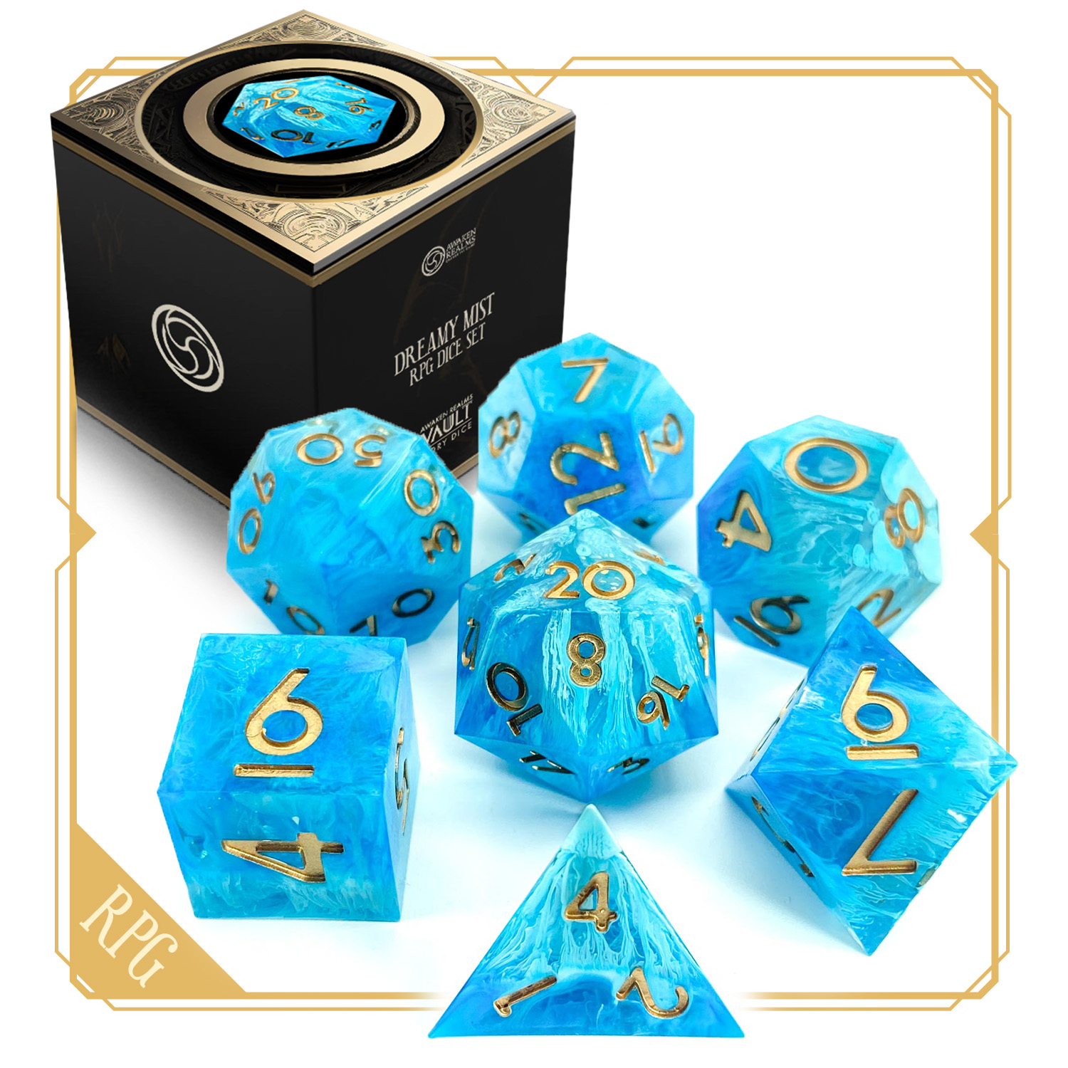 Jeu De 7 Dés RPG En Cristal Bleu - Dés Acryliques Transparents Pour Jeux De Rôle, Précision équilibrée