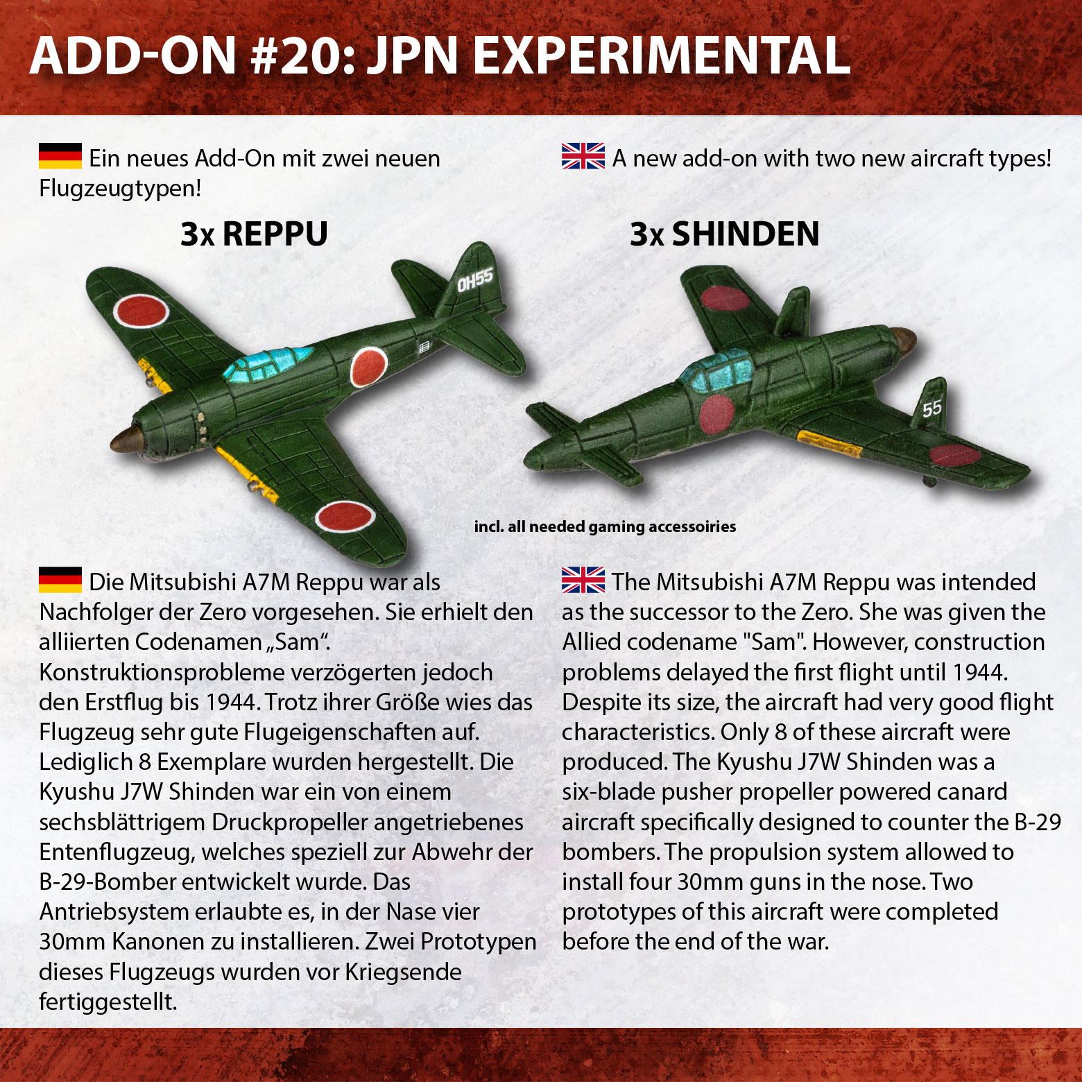 AIR RAID 36/46 - a WWII Aircraft Miniatures Game by Babek Amelizadeh - #20  - Japan Experimental Blister - Gamefound, image size:1560x1560