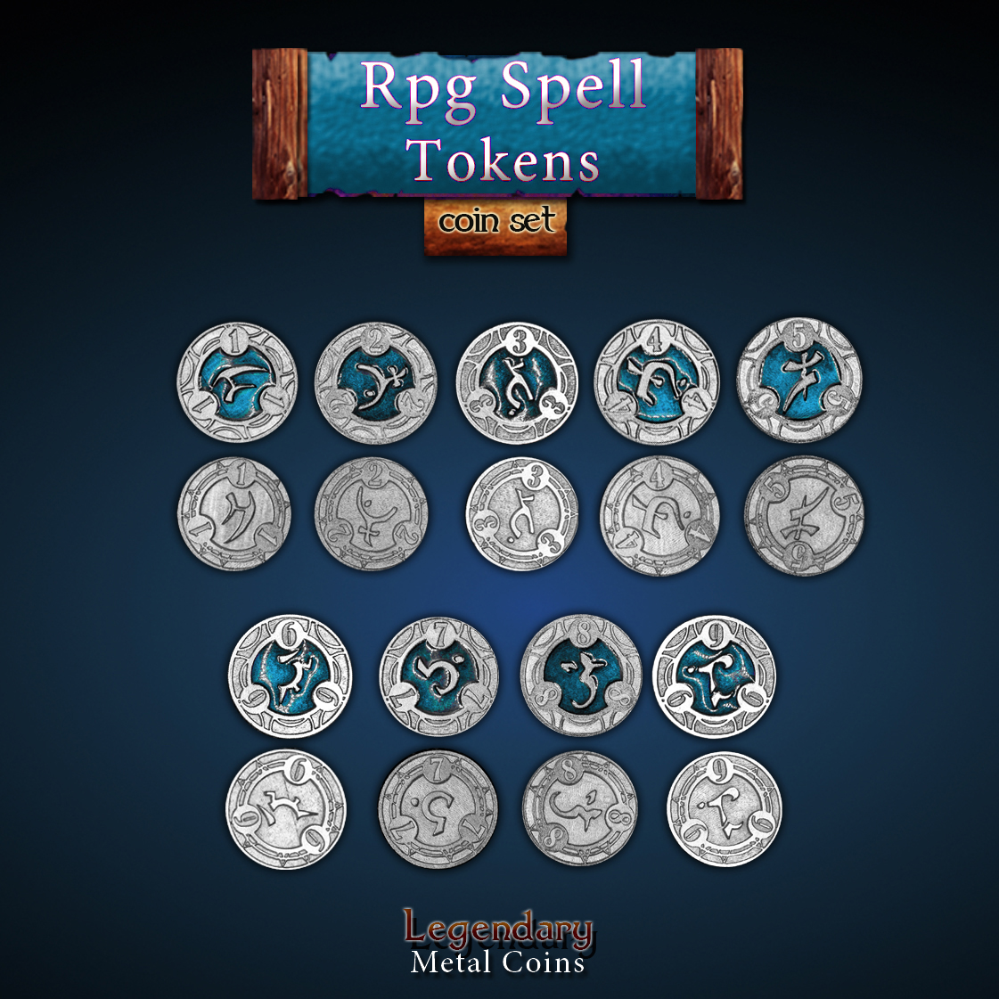 Legendary Metal Coins Season 5 by Drawlab RPG Spell Tokens