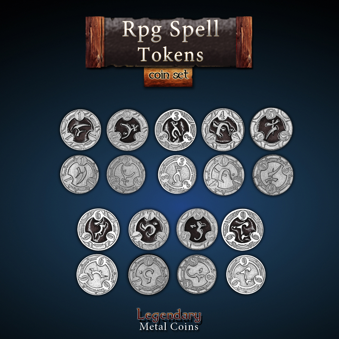 Legendary Metal Coins Season 5 by Drawlab RPG Spell Tokens