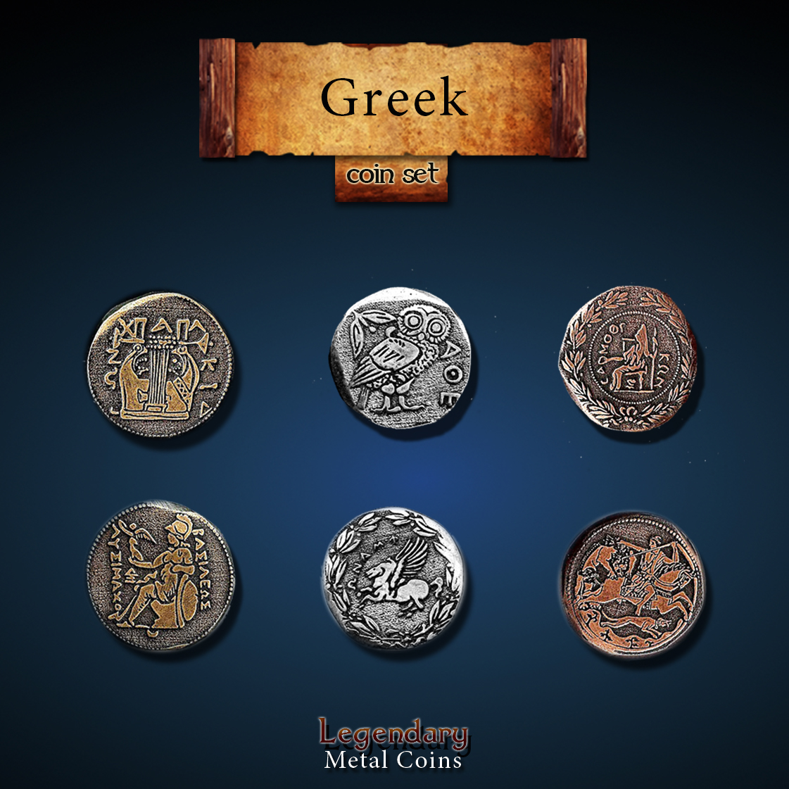 Legendary Metal Coins Season 4 by Drawlab - Greek Stretch Goals - Gamefound