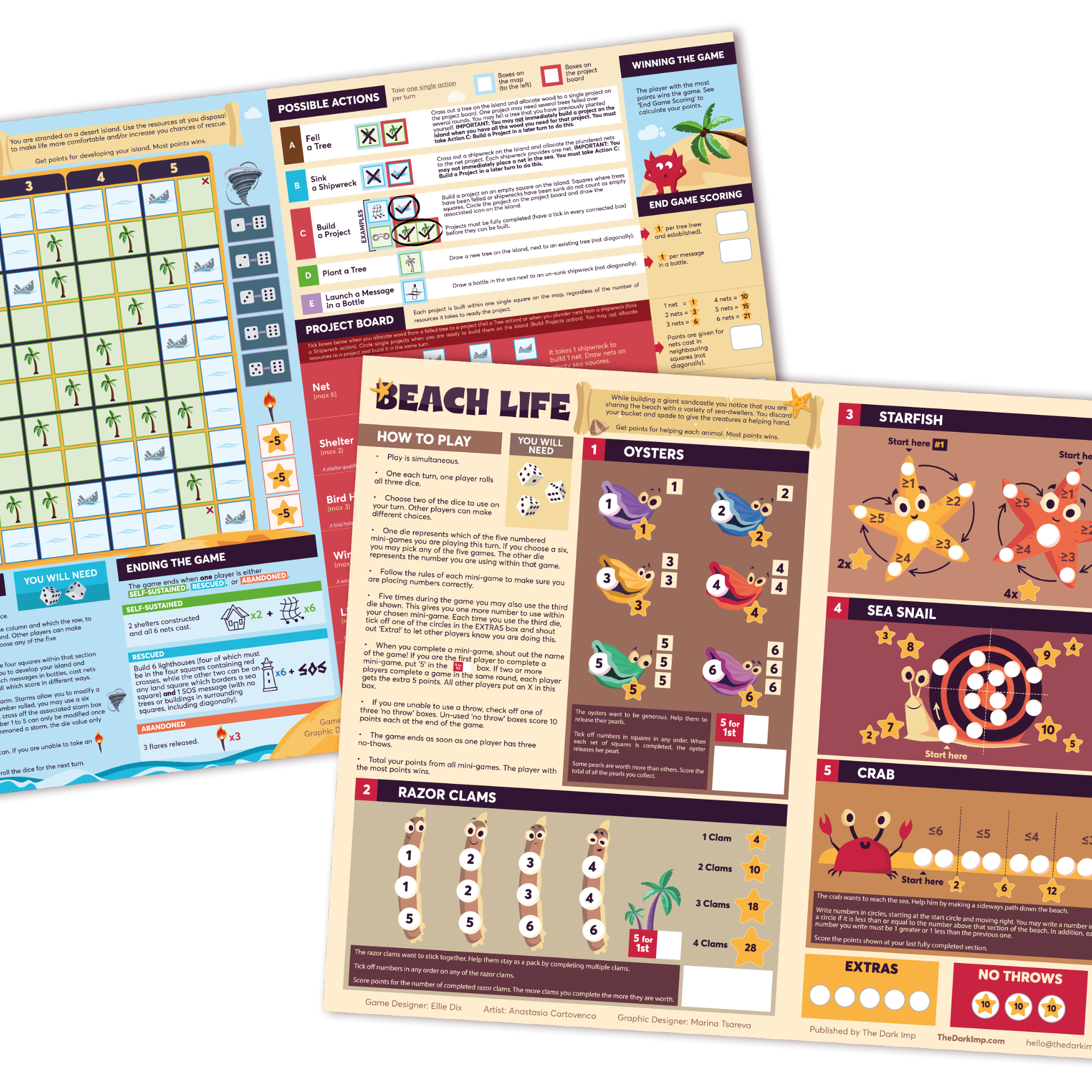 Cracker Games by TheDarkImp - Placemat Games: Castaway & Beach Life -  Gamefound