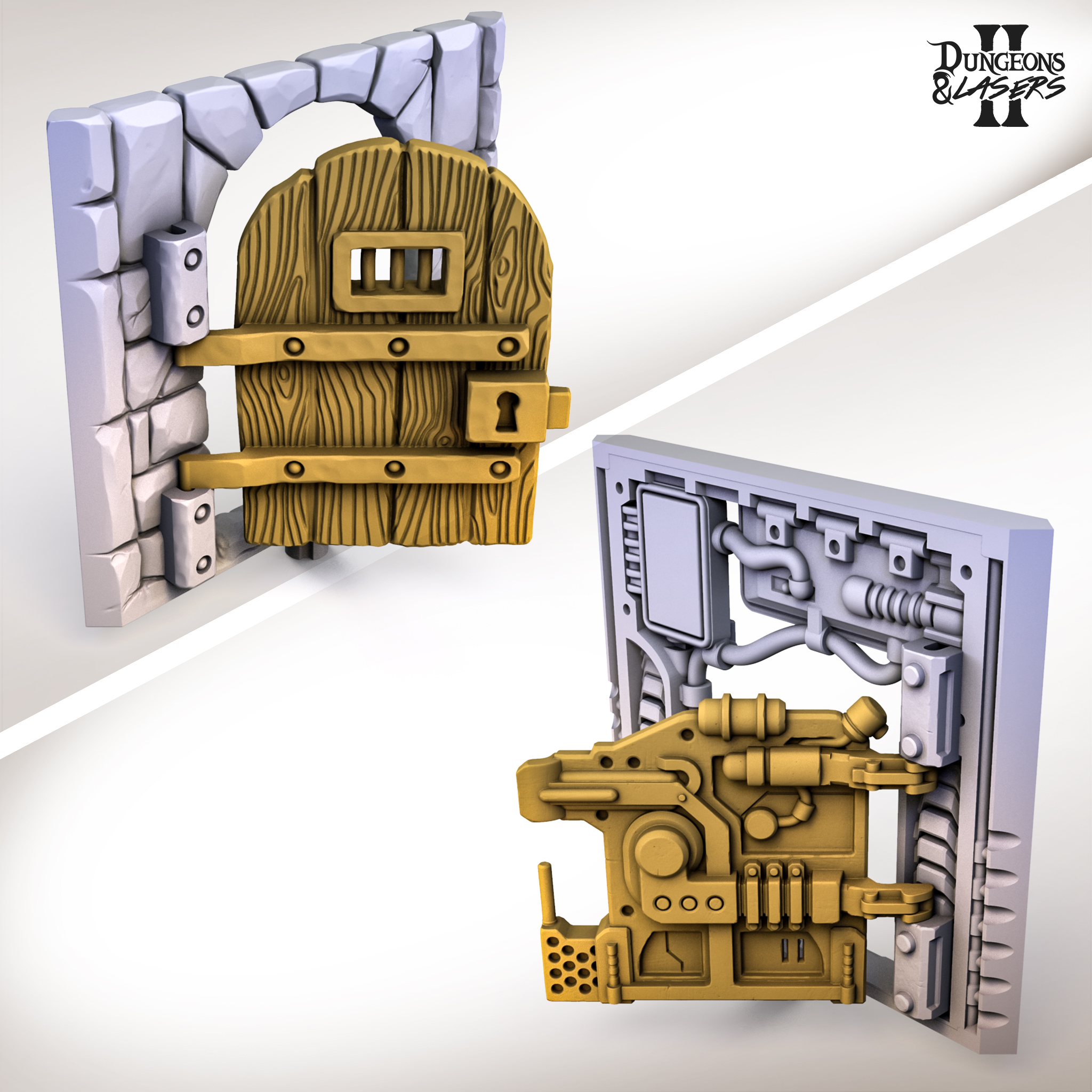 Dungeons & Lasers Second Edition by Archon Studio - Functional Doors set -  Gamefound