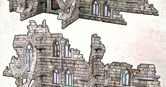 Battle Systems - Ruined Monastery Terrain Kit For Tabletop Gaming