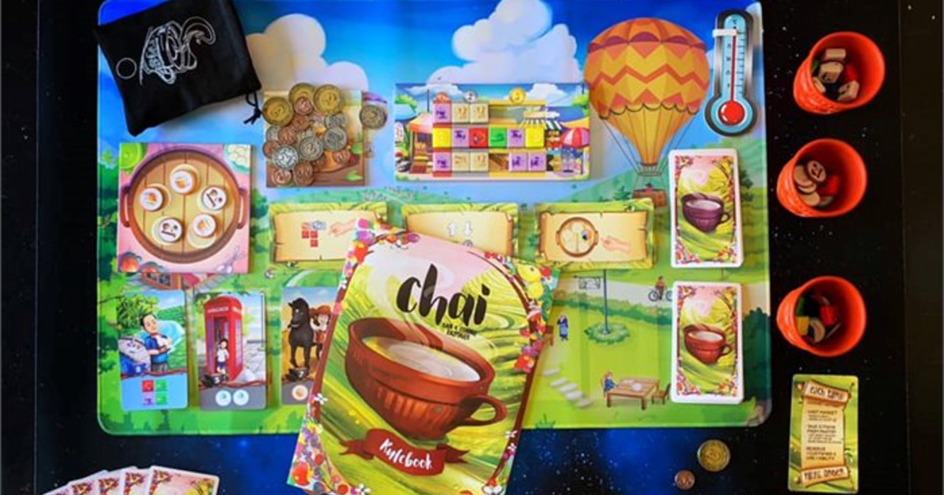 Chai Tea for 2 & Dice Trays by Steeped Games Chai Playmat Gamefound