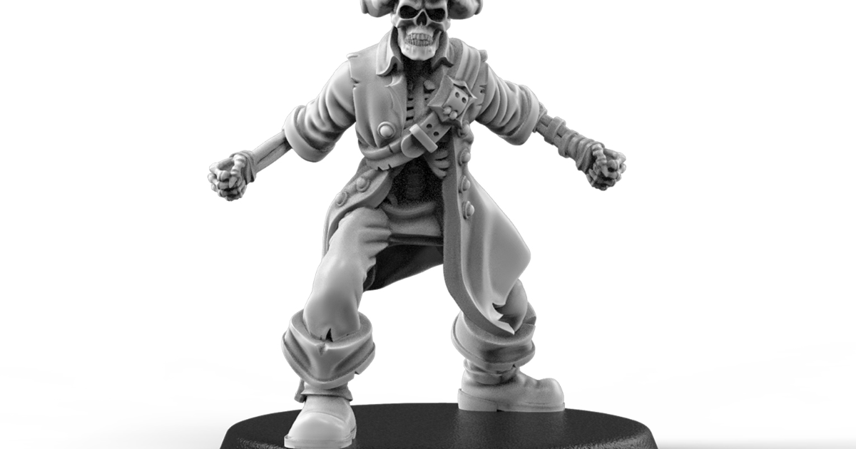 Skeleton Pirate Captain Unpainted Dnd Mini 