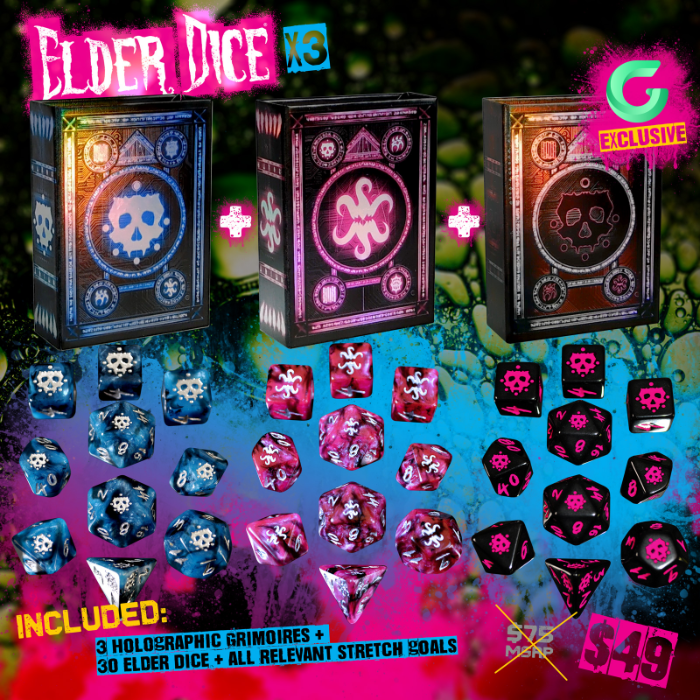 3 Sets of Vast Grimm Elder Dice – Late Pledge