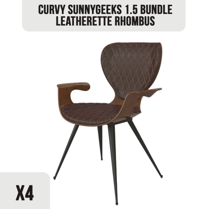 CHAIRS BUNDLE: 4 Curvy 1.5 Rhombus Chairs (With Arms)