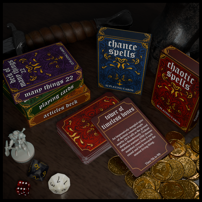 Couverture de 5 deck card set for DnD and RPG games!