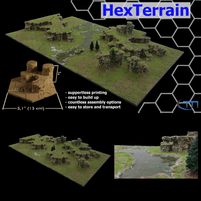 Couverture de HexTerrain - printable gaming board -