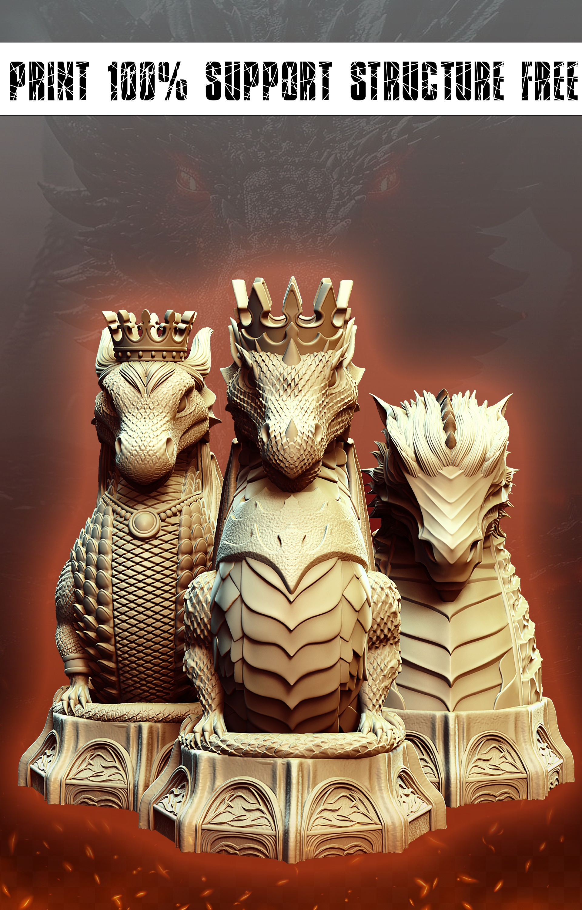 Clash of Scales & Fire: 3D Printable Dragon Chess Set (STL) by Epic ...