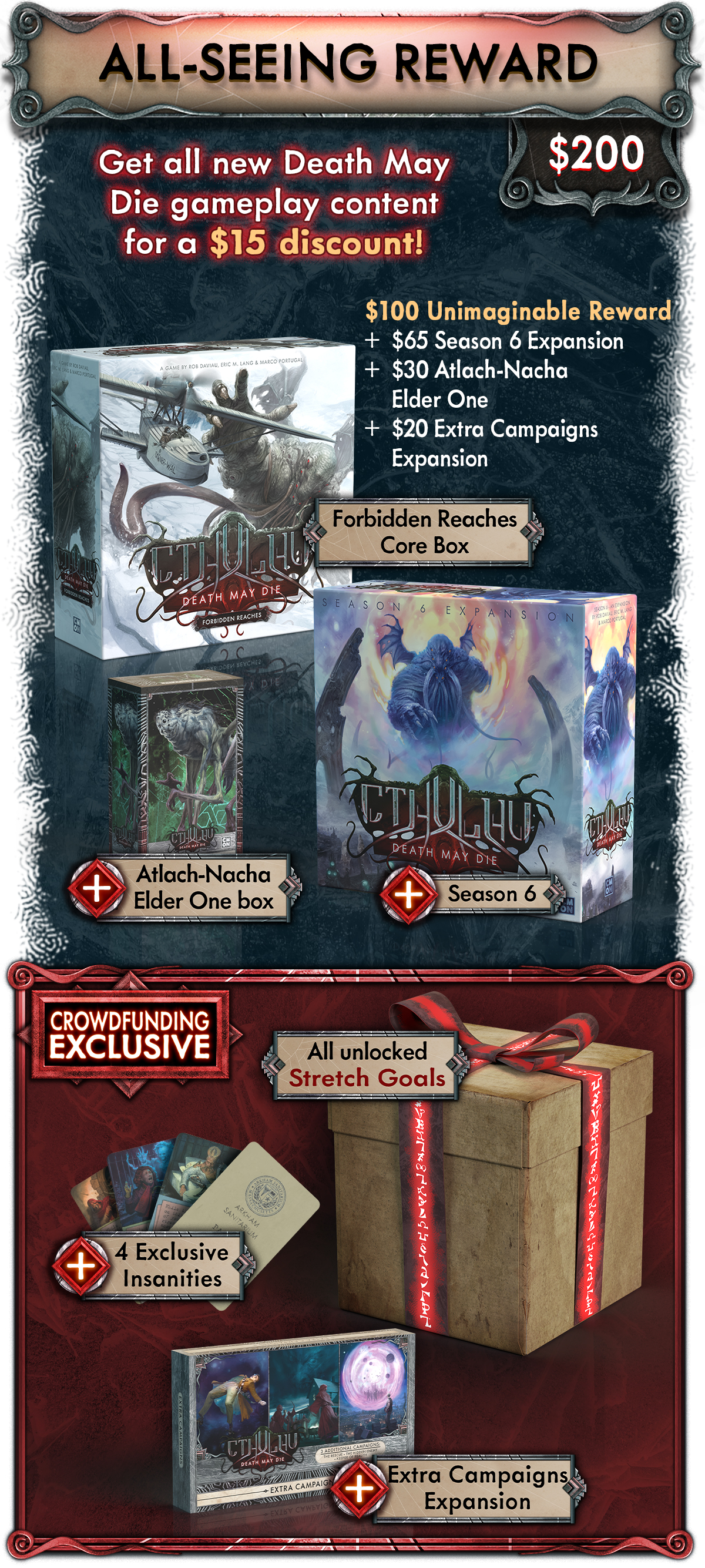 Cthulhu: Death May Die - Forbidden Reaches by Fantasy Flight Games - Extra!  Extra! Extra Campaigns and Going All-In! - Gamefound