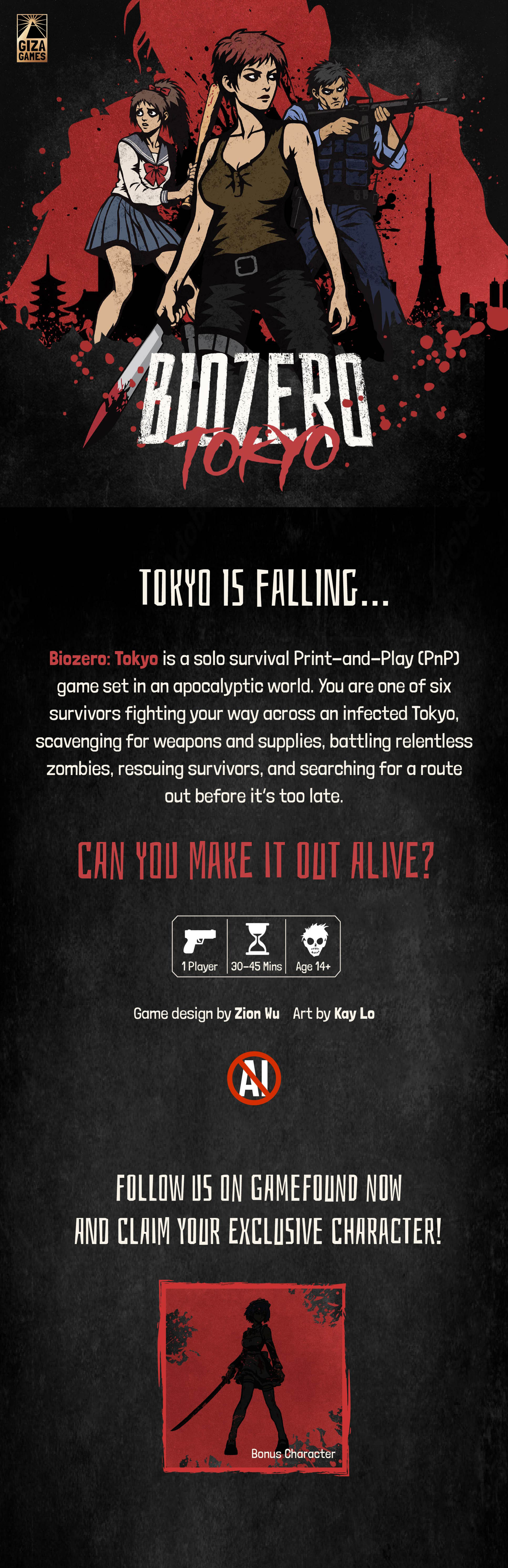 Biozero: Tokyo Solo Survival Print-and-Play Board Game