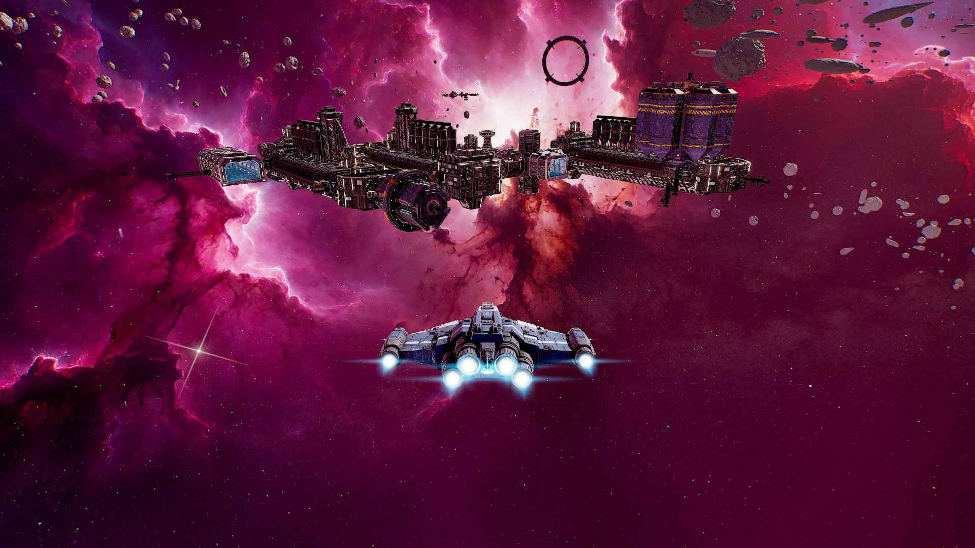 Interconnected factory complex in Galaxy Unwritten gameplay