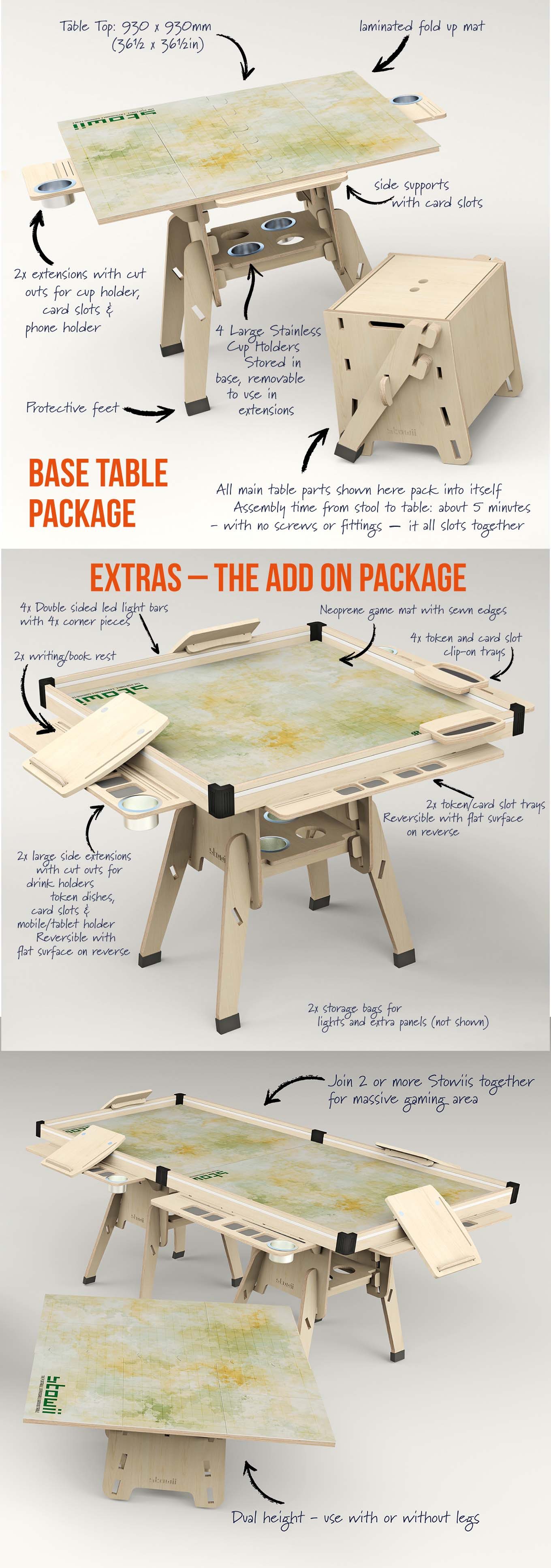 Stowii - The Portable, Adaptable, Foldaway Gaming Table That's