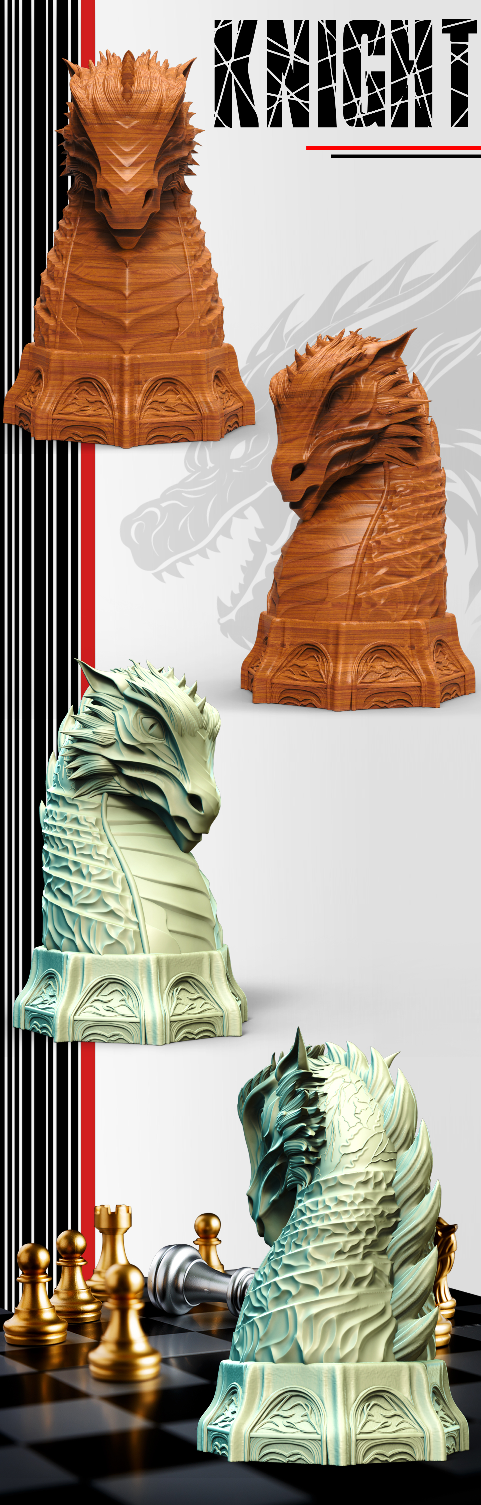 Clash of Scales & Fire: 3D Printable Dragon Chess Set (STL) by Epic ...