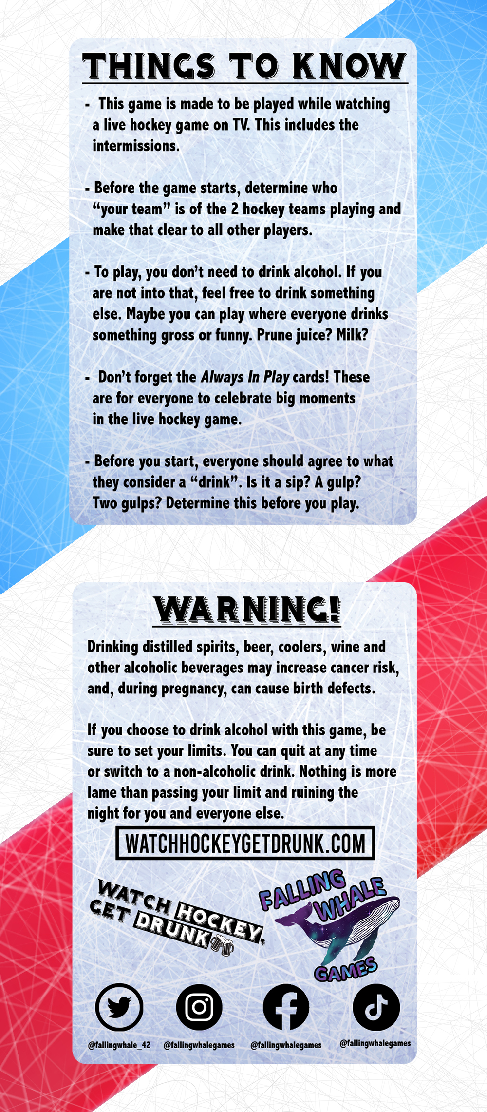 Watch Hockey, Get Drunk - The Live Hockey Drinking Game – Falling Whale  Games