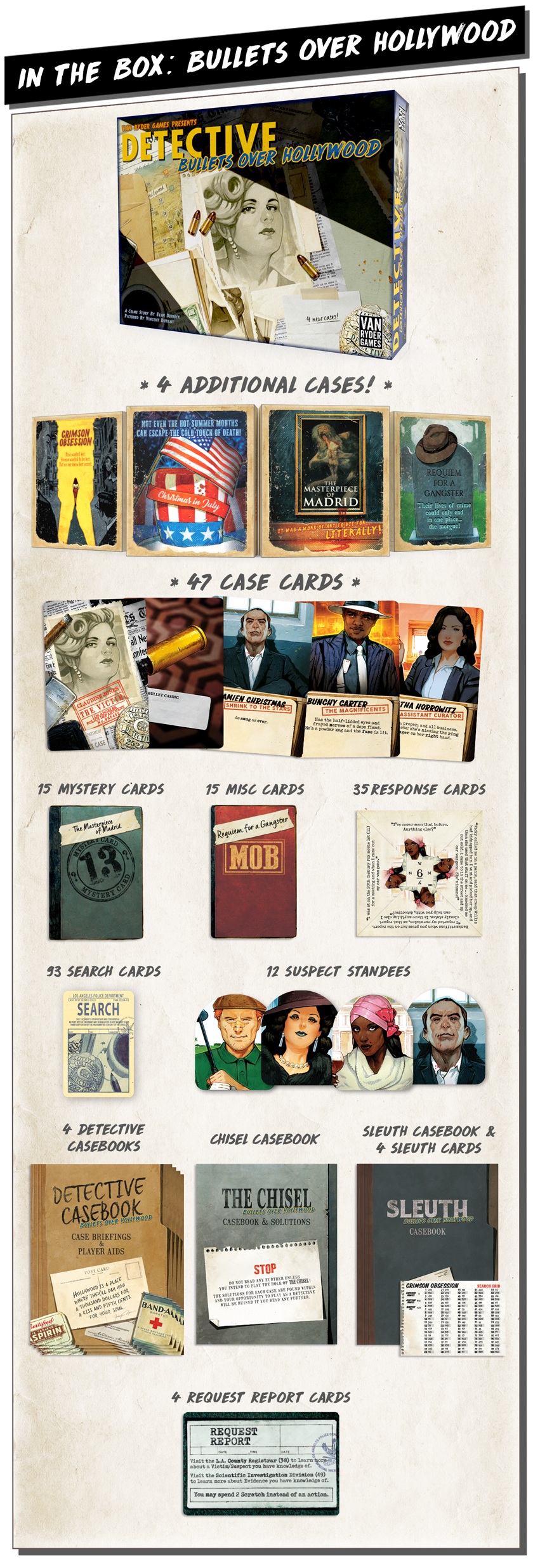Detective: Smoke And Mirrors Board Game Expansion - 4 New Cases For Detective: City Of Angels, 1-5 Players, Ages 14+