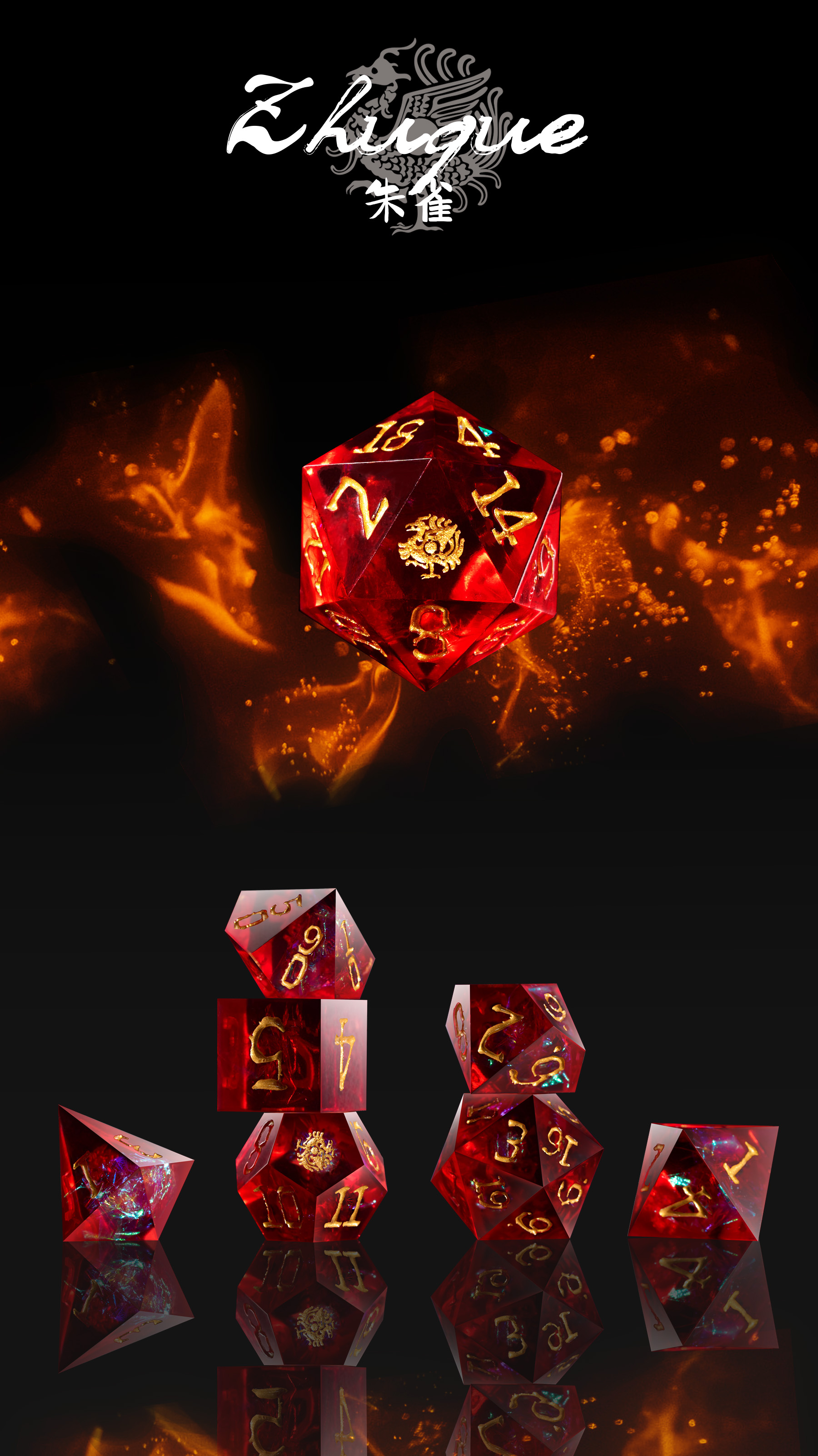 Oriental mythic creatures dice series 1：Four Celestial Guardians