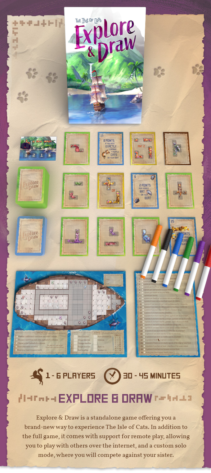 The Isle of Cats Explore and Draw Kickstarter Board Game - The Game Steward